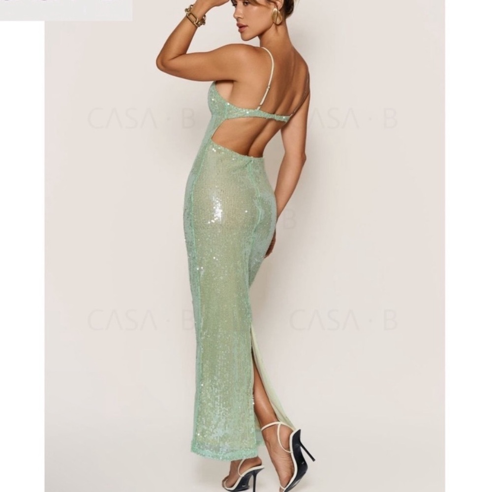 Sexy Backless Bodycon Sequin Gown Dress
